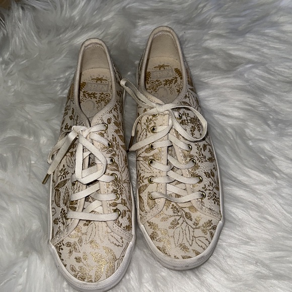 Keds x Riffle Paper Co. Gold and White Floral Sneakers - Picture 6 of 9
